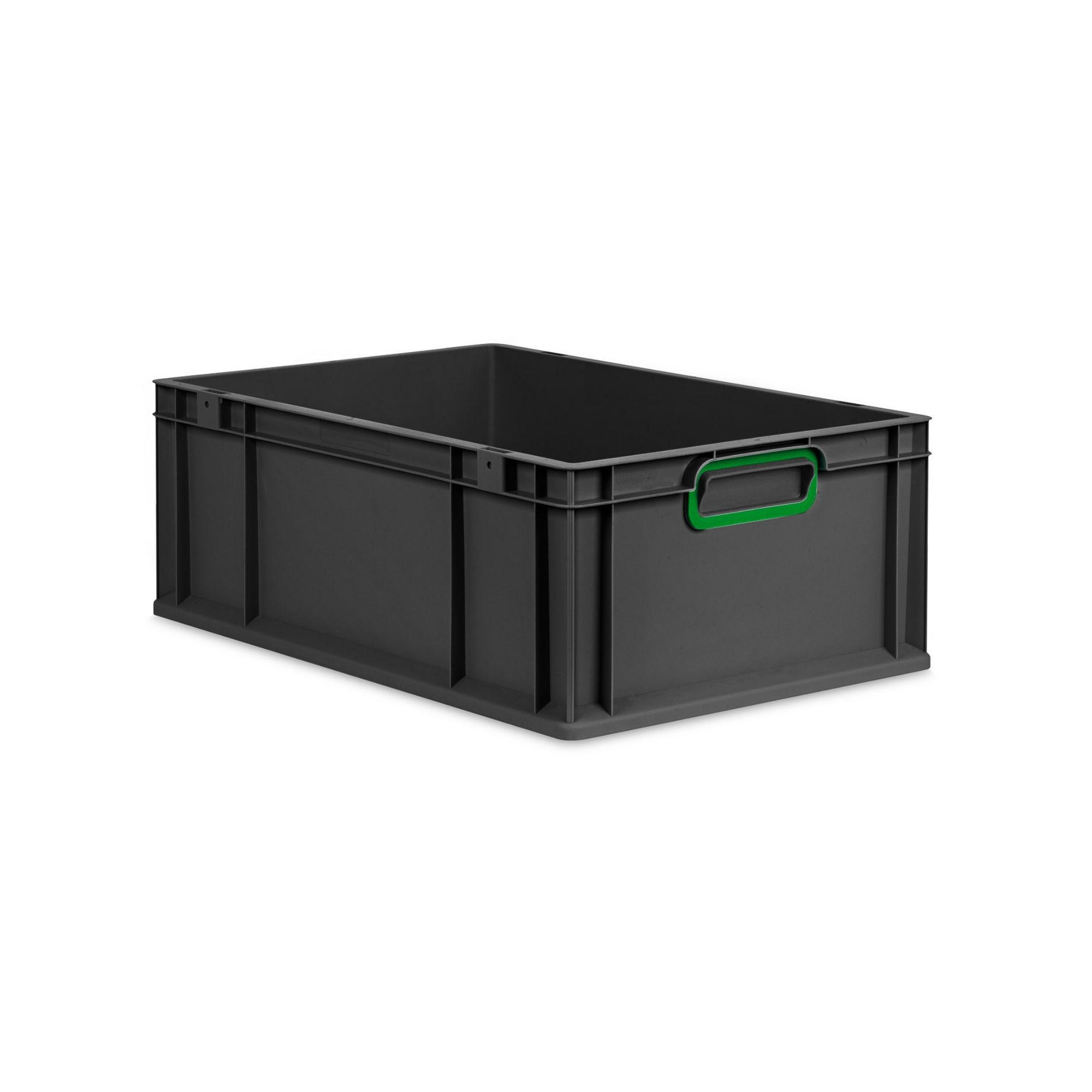 EUROBOX NextGen Color 22x40x60 cm 44 Liter Griffe grün zu, Schwarz - Schwarz/Grün, Kunststoff (40/22/60cm) - PROREGAL