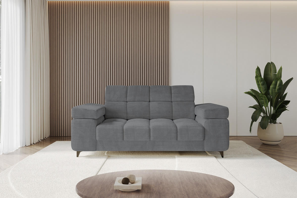 SOFA 2-Sitzer LORD-S1 194x97x90 cm Dunkelgrau Cord - Dunkelgrau, Holzwerkstoff/Textil (194/90/97cm) - ALTDECOR