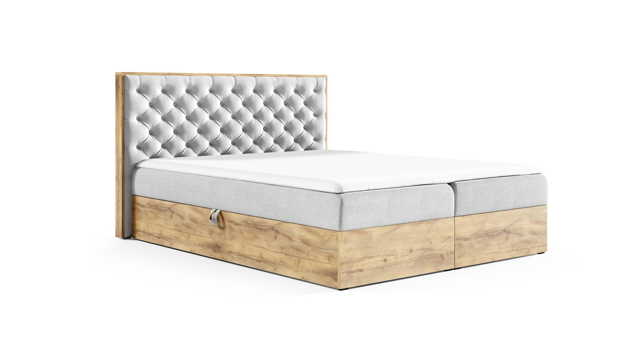 BOXBETT Diona überlänge Faro - Hellgrau, Holzwerkstoff/Textil (140/220cm) - Fun Möbel