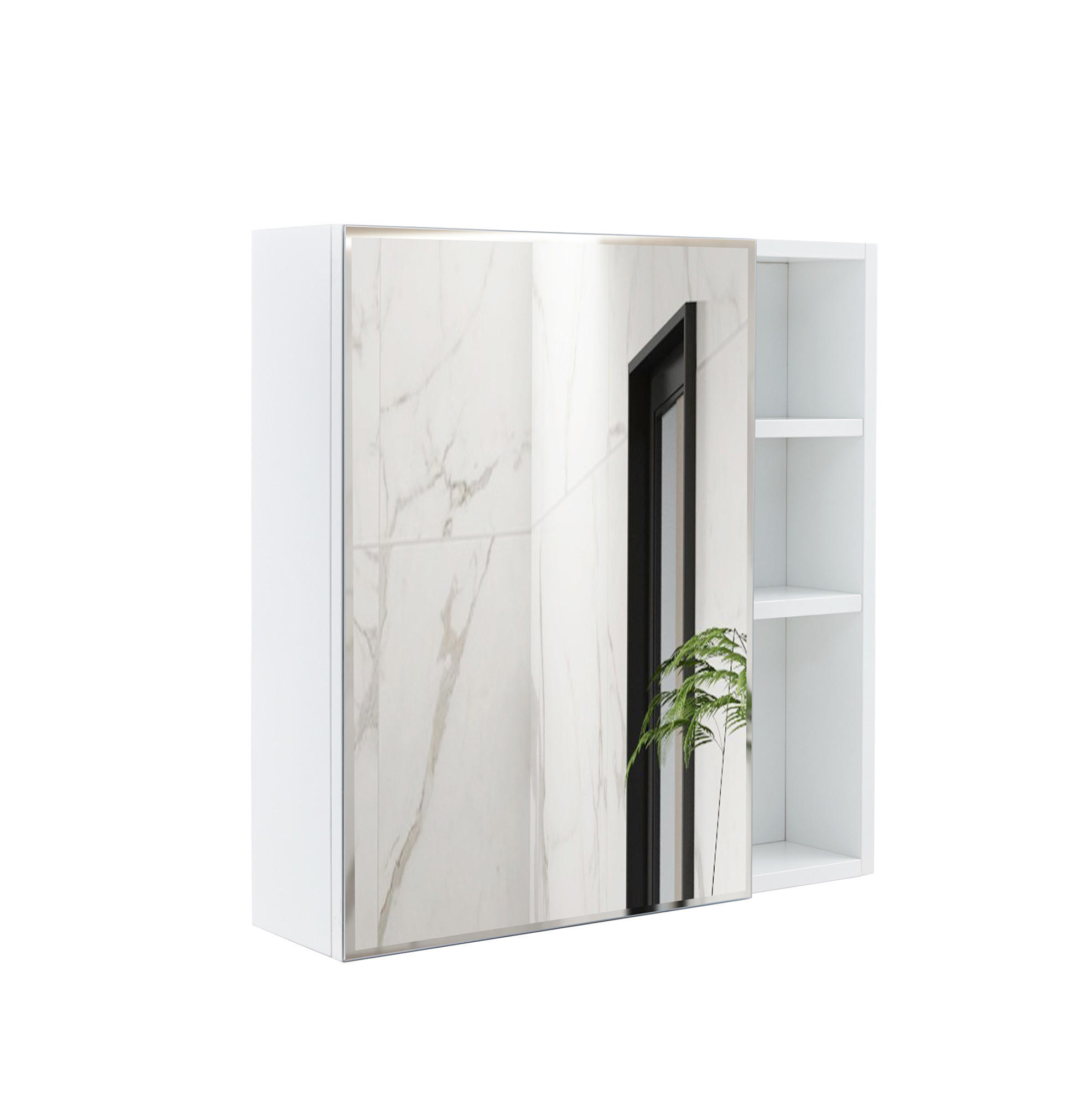 Beauniv Wandspiegelschrank Weiß 13x56x55 cm