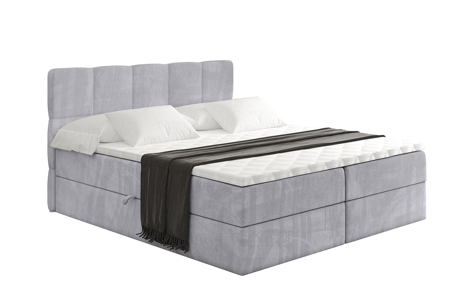 BOXBETT mit Matratze H3 und Lattenrost - LIRO - 160x200 - Grau Monolith - Grau, Holzwerkstoff/Kunststoff (160/200cm) - ALTDECOR