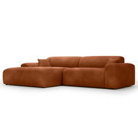 ECKSOFA mit Longchair - Cord - Schwarz/Braun, Kunststoff/Textil (284/178cm) - home24
