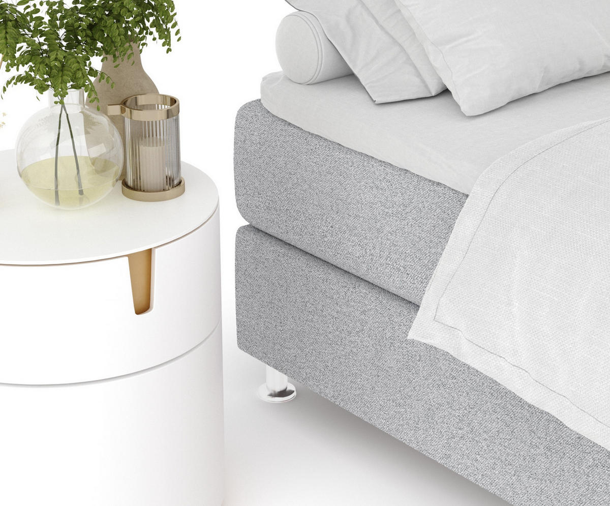 BOXSPRINGBETT Sub Hellgrau 140/200 cm mit Latex-Topper - Silberfarben/Hellgrau, Holz/Holzwerkstoff (140/200cm) - Maison de Reve