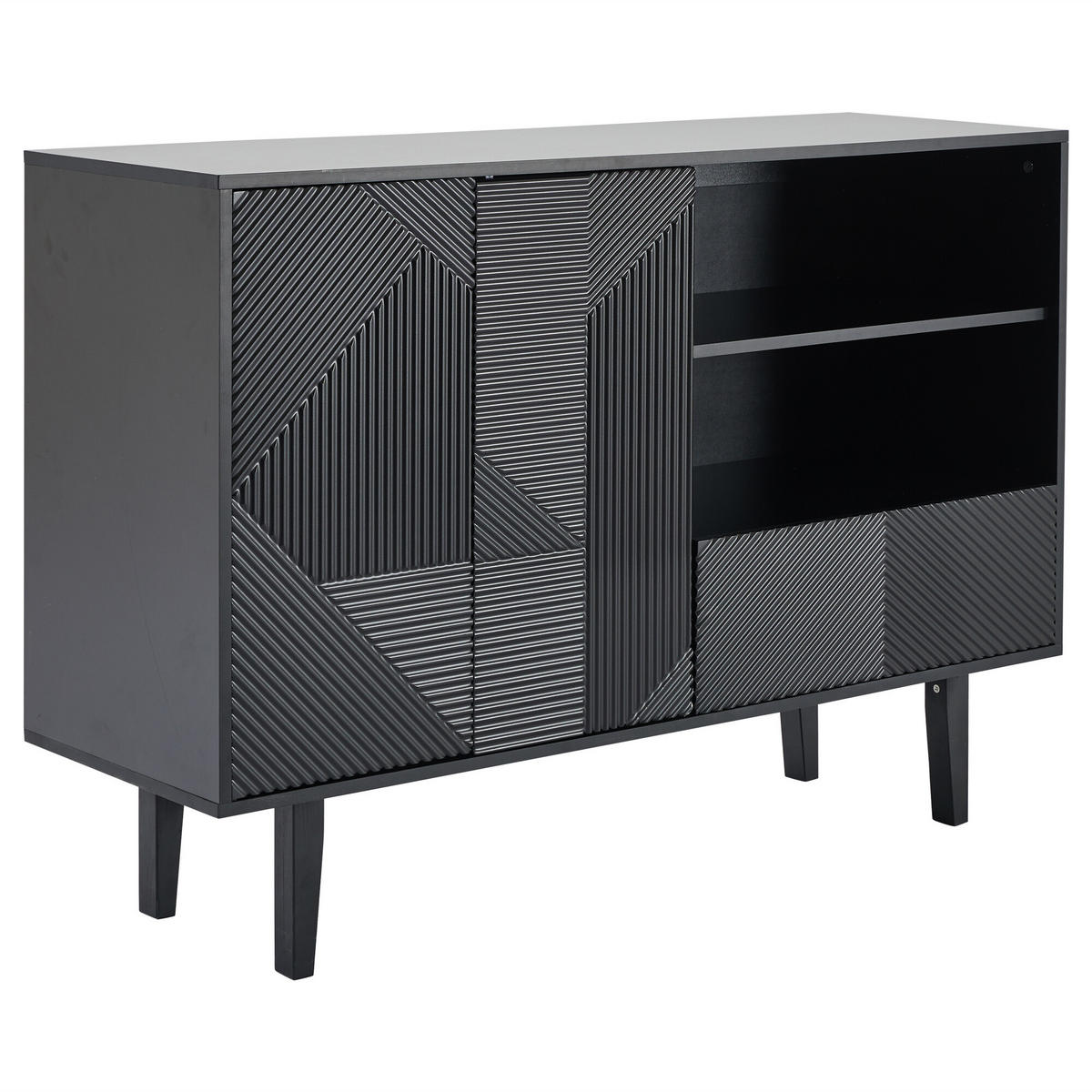 SCHUHKIPPER Schwarz 125/40/86 cm - Schwarz, Holzwerkstoff (40/86/125cm) - Urban Meuble