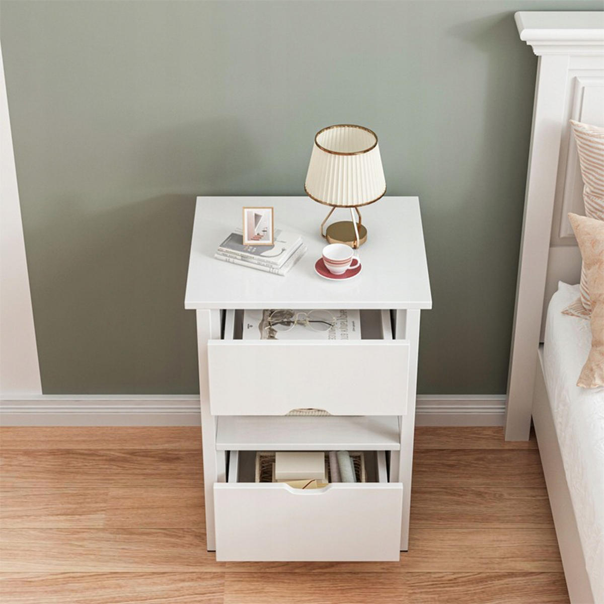NACHTTISCH, weiß 45/38/55 cm - Weiß, Holzwerkstoff (45/55/38cm)