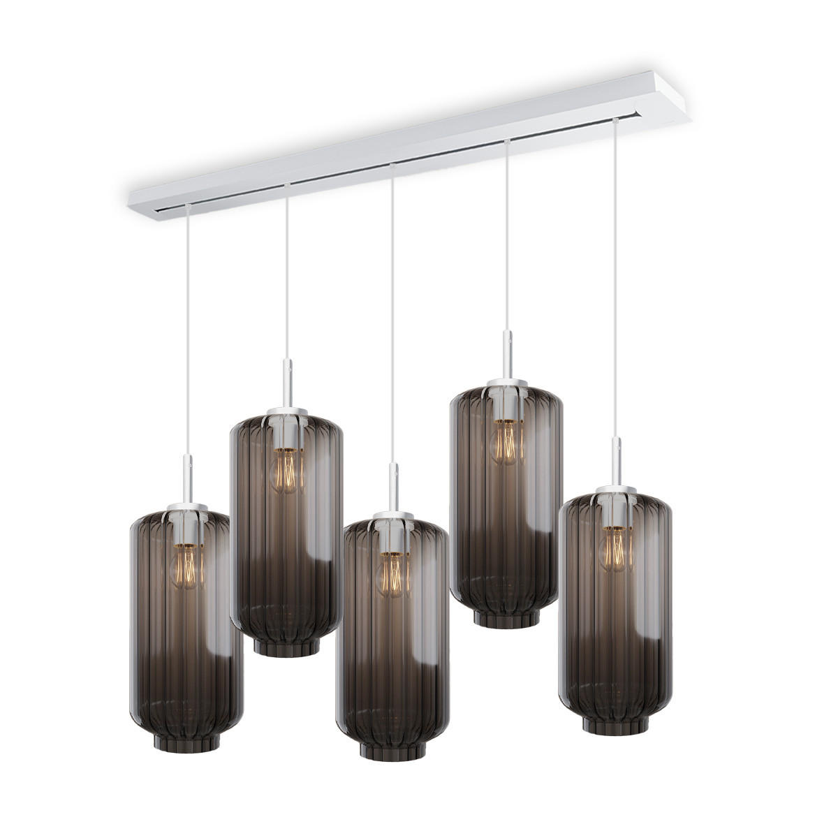 HÄNGELEUCHTE Velo 5-flammig Rauch Ø 18cm - Anthrazit/Weiß, Glas (18/18/33cm) - s.luce