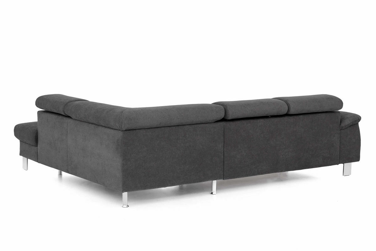 ECKSOFA mit Schlaffunktion und Bettkasten - Chromfarben/Dunkelgrau, Holz/Textil (207/249cm) - Cotta