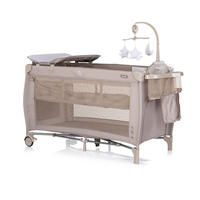 REISEBETT Bella beige grau 2 Ebenen seitlicher Eingang Musikmobile Wickelauflage - Beige, Kunststoff (60/120cm) - Chipolino