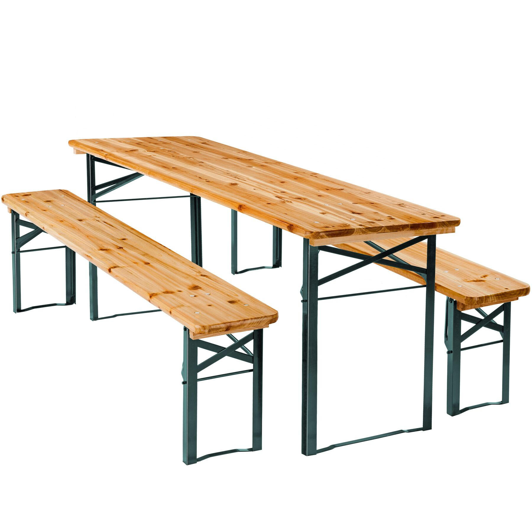 BIERZELTGARNITUR Sissi,robustes Tannenholz mit Schutzlackierung,braun - Braun, Naturmaterialien/Holz - tectake