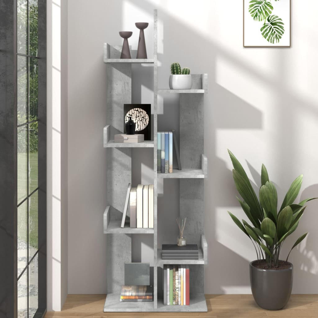 BÜCHERREGAL Baumform 48/25,5/140 cm aus Holzwerkstoff Betongrau - Hellgrau, Holz (48/140/25.5cm) - vidaXL
