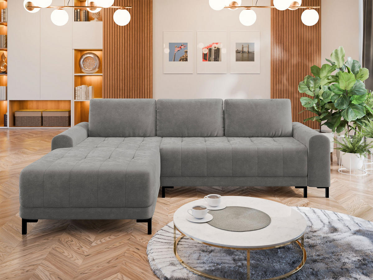 ECKSOFA Aris L, Seite: Links - Schwarz/Grau, Holz/Textil (258/168cm) - MIRJAN24