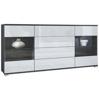 SIDEBOARD Bari Weiß Hochglanz - Weiß Hochglanz, Holzwerkstoff (166.5/75.5/35cm) - Vladon