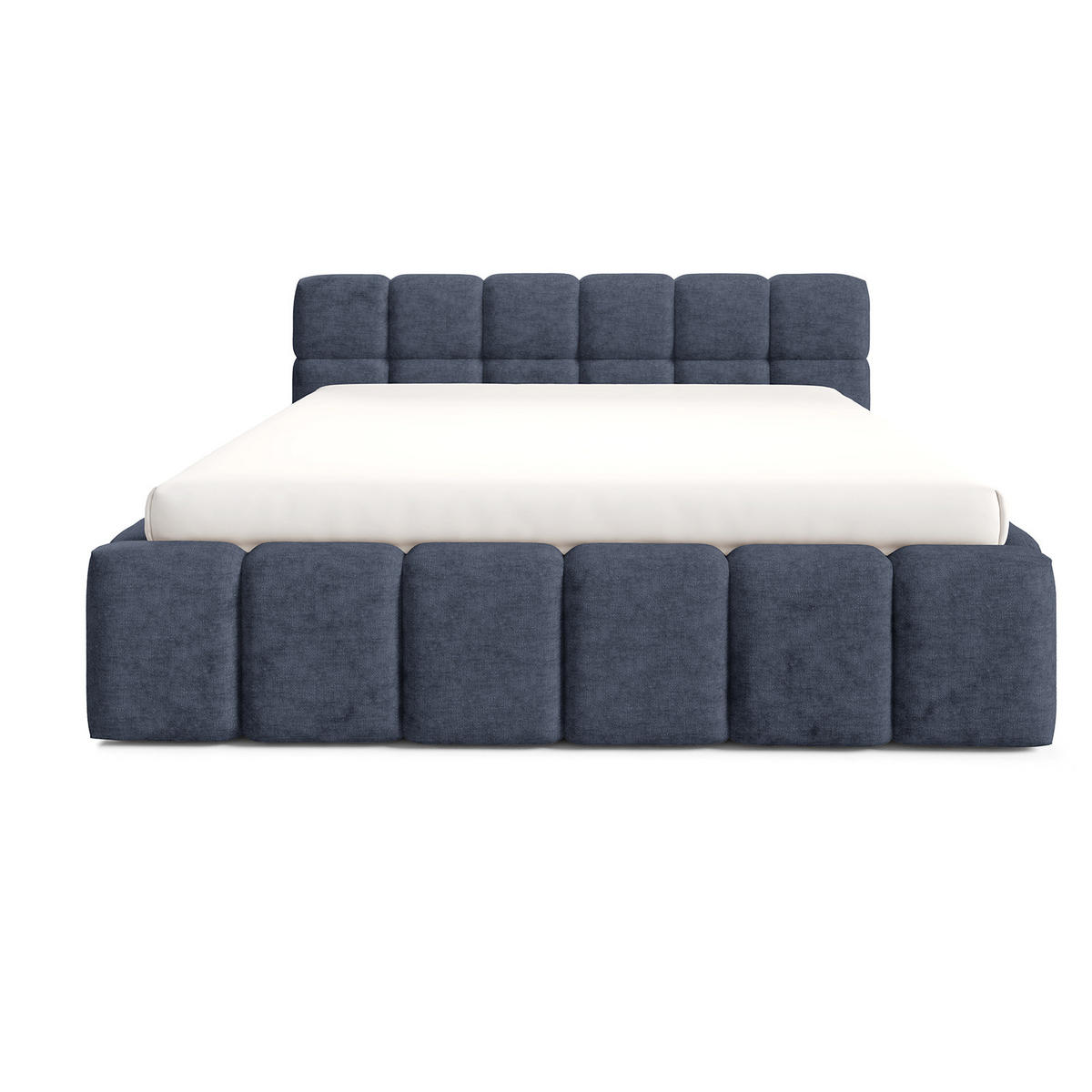 POLSTERBETT NUBO Medium 140x200 cm mit Bettkasten – PERFECT HARMONY 77 - Dunkelblau, Holz - Dekori_Interiors