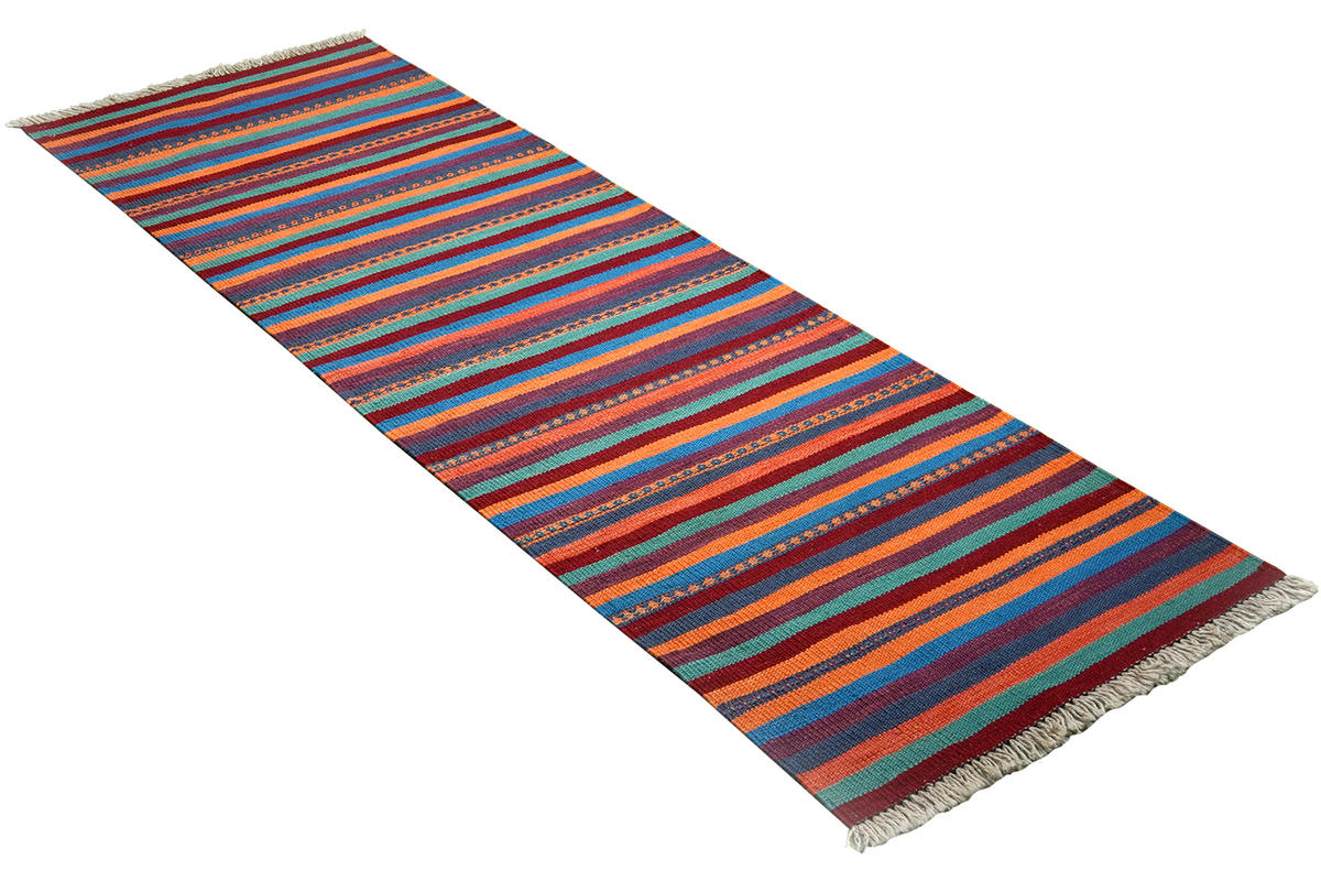 HANDWEBTEPPICH Kelim Gashgai Mehrfarbig 190/60 cm Schurwolle - Multicolor, Textil (60/190cm) - Looma
