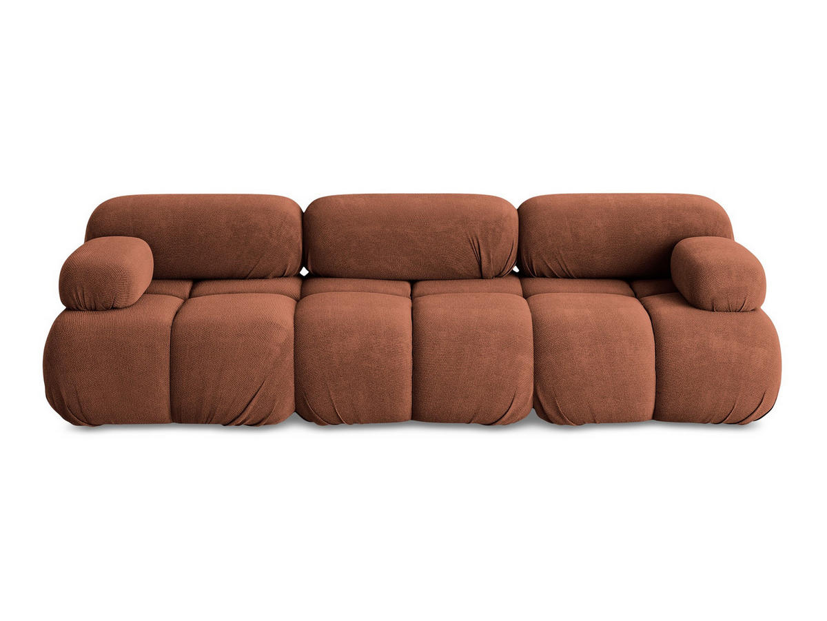 3-SITZER SOFA Chenille Stoff Orange - Terra cotta/Schwarz, Kunststoff/Textil (285/70/96cm) - Makamii