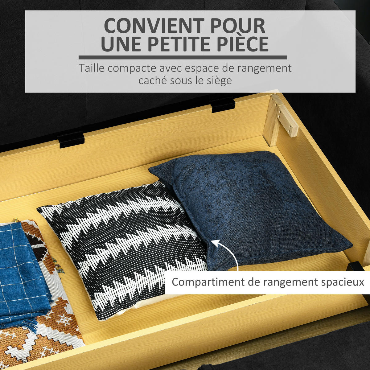 SCHLAFSOFA 2er-Sitz DE-14605 mit integriertem Stauraum Dunkelgrau - Dunkelgrau, Textil (152/81/101cm) - ComfortXL