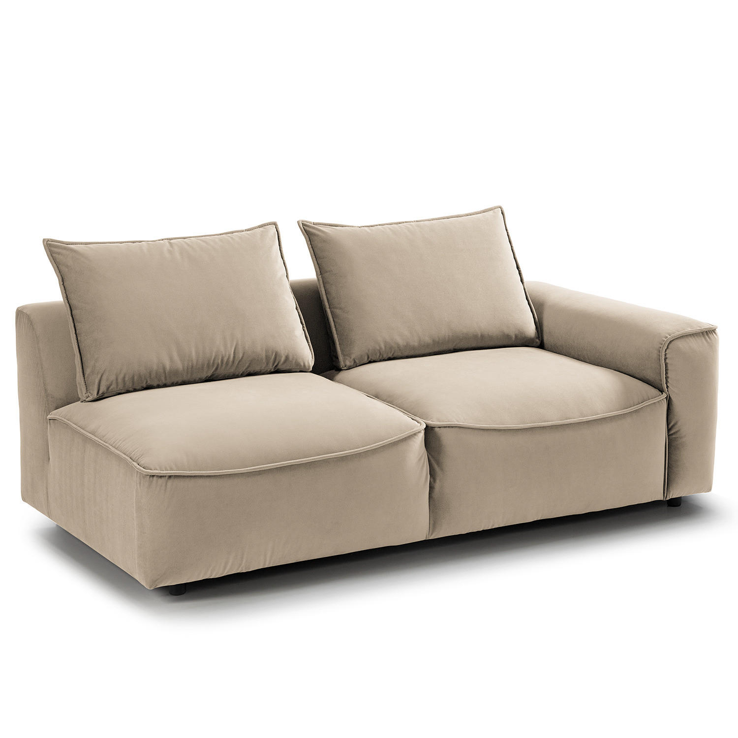 2,5-SITZER SOFA - modular - Beige/Schwarz, Holz/Kunststoff (189/80/99cm) - home24