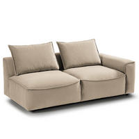 2,5-SITZER SOFA - modular - Beige/Schwarz, Holz/Kunststoff (189/80/99cm) - home24