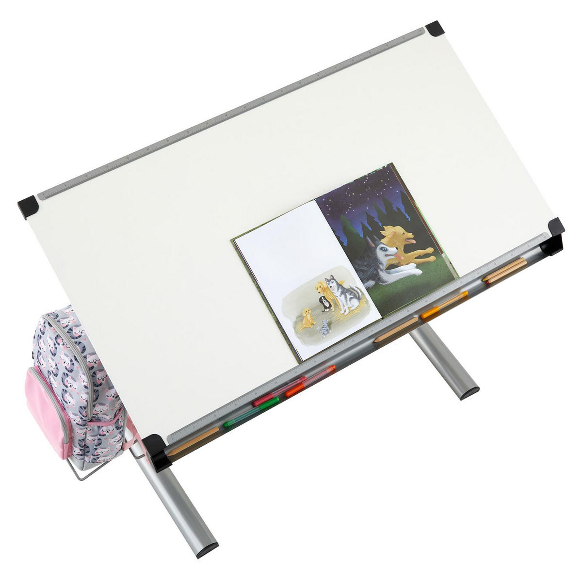 KINDERSCHREIBTISCH MADS weiß/alu - Alufarben/Weiß, Holzwerkstoff/Metall (111/90/60cm) - IDIMEX