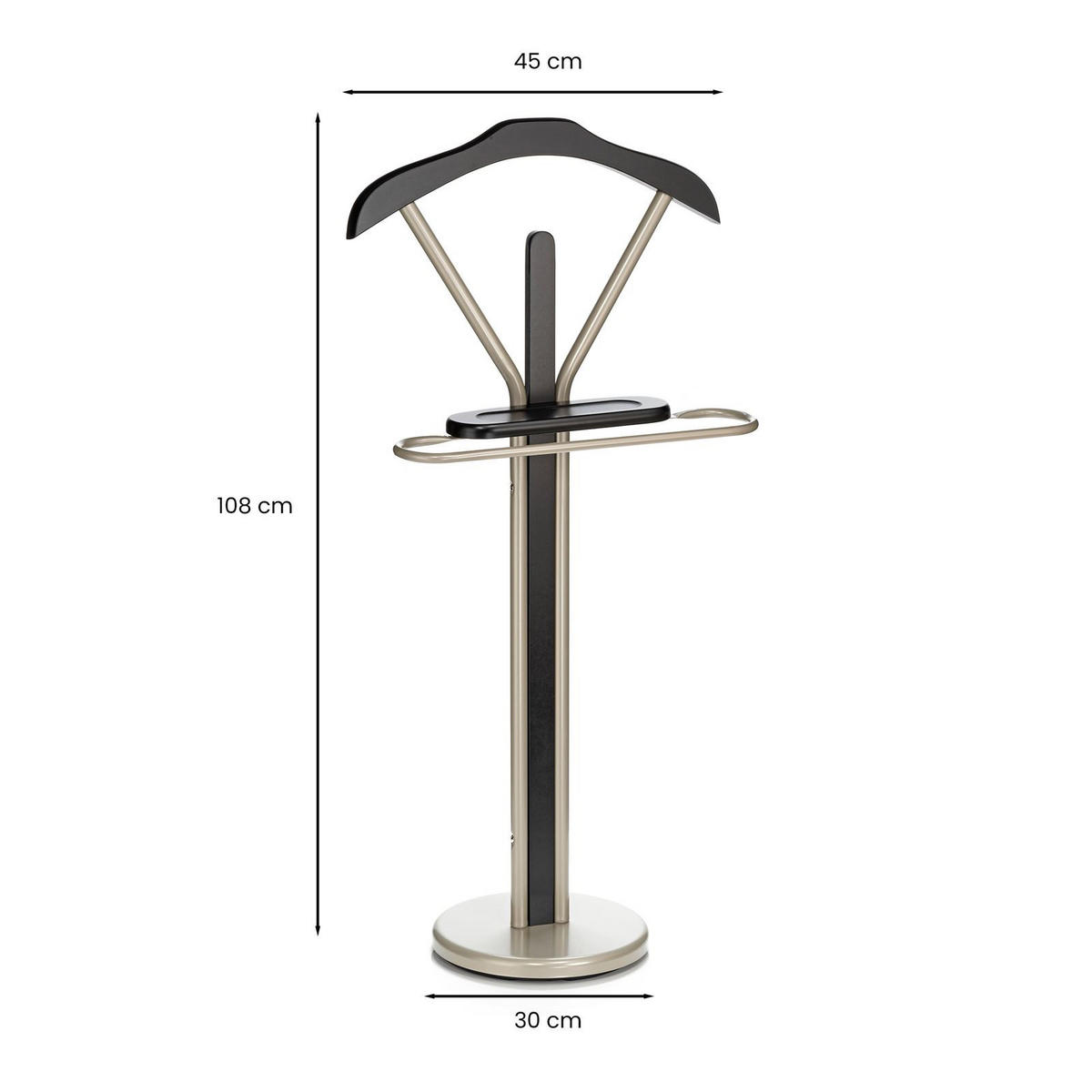 HERRENDIENER FABIO - Goldfarben/Schwarz, Metall (45/108/30cm) - IDIMEX