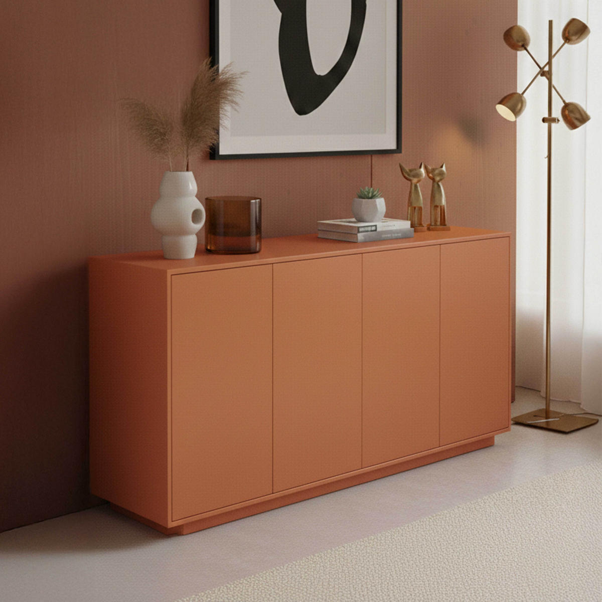 SIDEBOARD 160 cm, Orange - Rot/Orange, Holz (45/80/160cm) - Oviala