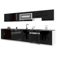 KÜCHENZEILE Italia 3 320 cm, mit Arbeitsplatten, Schwarz - Schwarz, Holz (320/143/60cm) - B BELINI GROUP