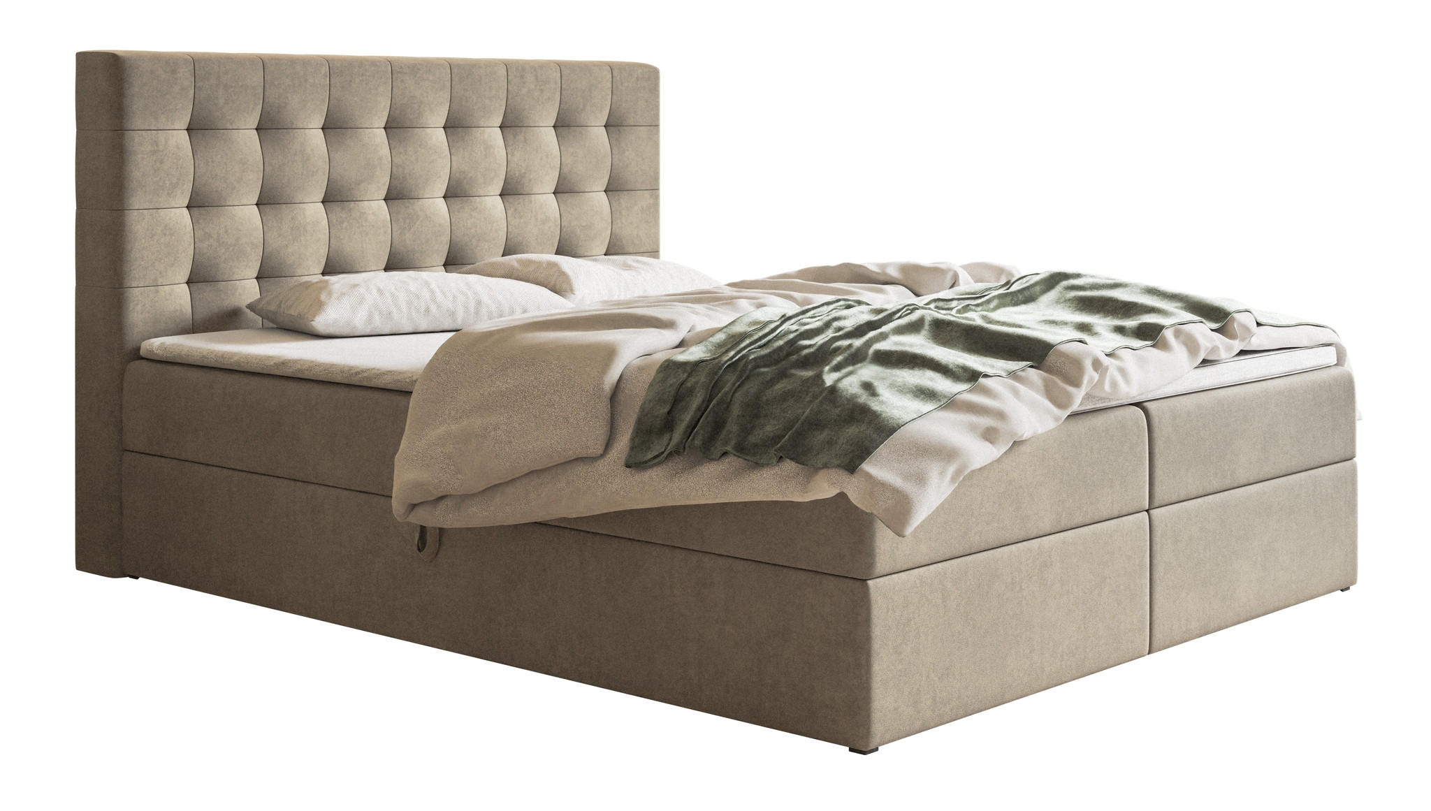 BOXSPRINGBETT 180x200 Jora mit Matratze H3, Bettkasten, Beige - Beige, Holz/Textil (180/200cm) - Emporius
