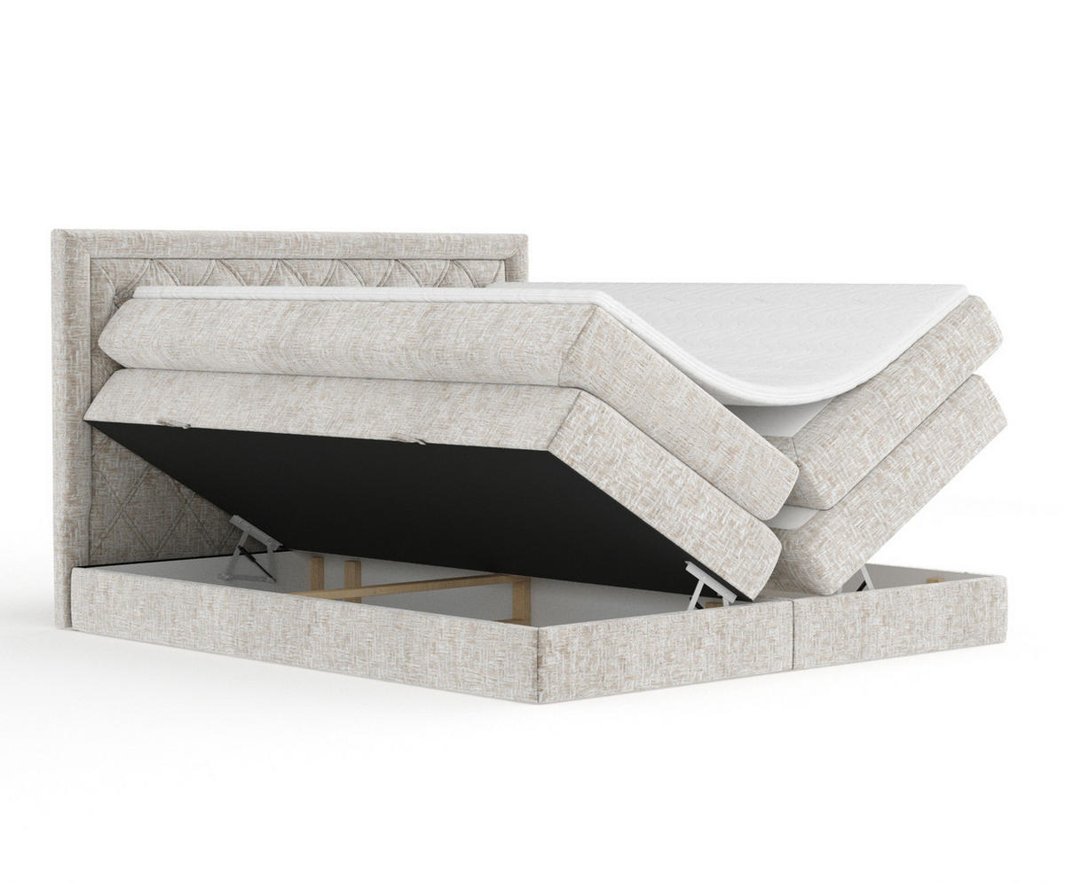 BOXSPRINGBETT Aurelia Beige 180/200 cm - Beige/Schwarz, Holz/Holzwerkstoff (180/200cm) - Maison de Reve