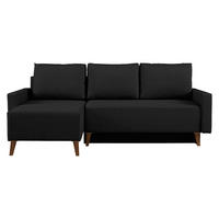 ECKSCHLAFSOFA Oviedo - Schwarz, Holz/Kunststoff (225/140cm) - MIRJAN24