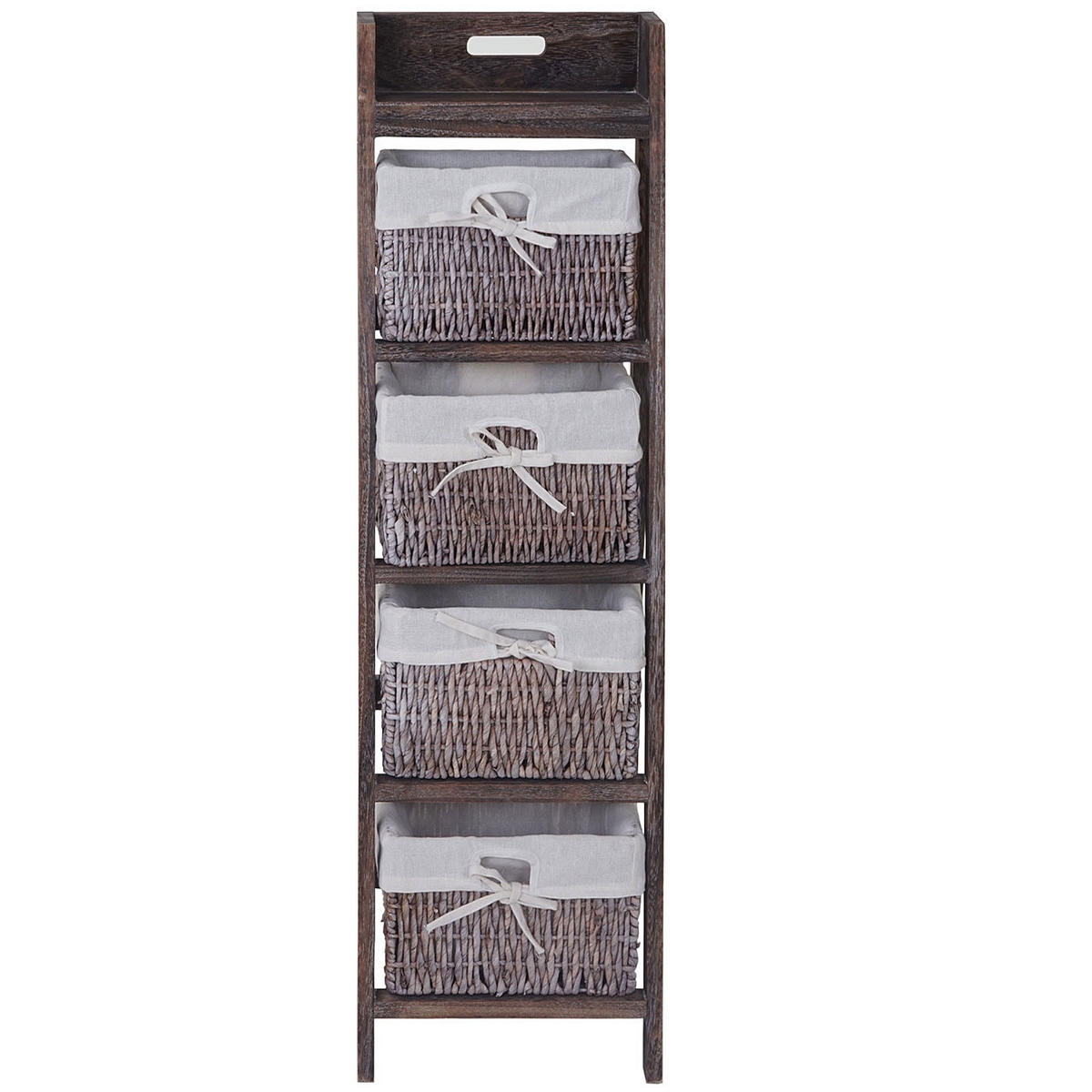 LEITERREGAL FRANCA SHABBY-LOOK 4 KÖRBE Braun - Braun, Holz (30/101/35cm) - MCW