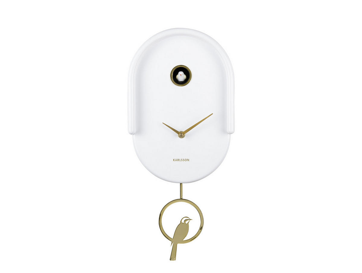WANDUHR Tweet Weiß 20/8.5/42 cm - Weiß, Kunststoff (8.5/42/20cm) - Karlsson