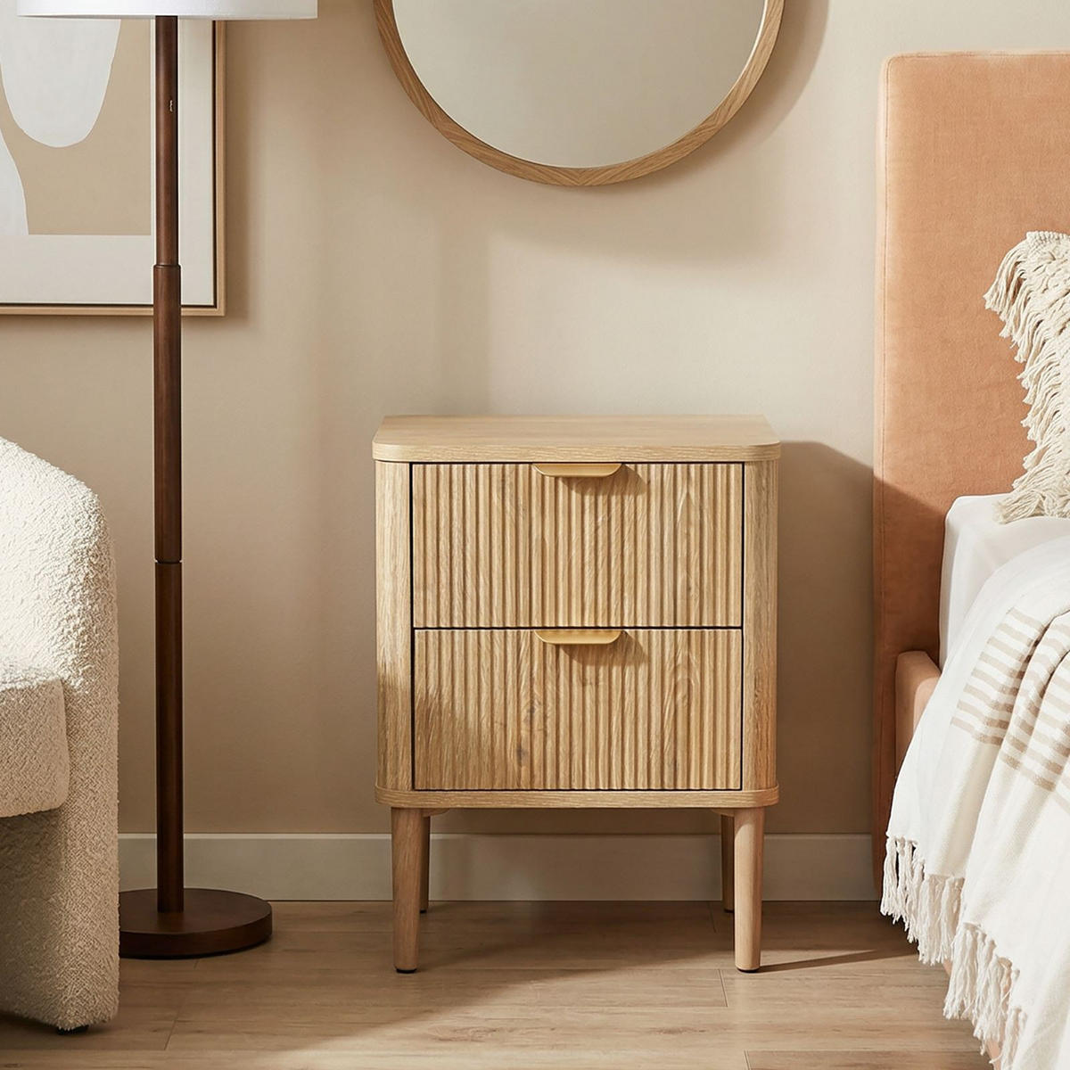 NACHTTISCH ALMA Eiche - Eichefarben, Holzwerkstoff (39/51/30cm) - IDIMEX