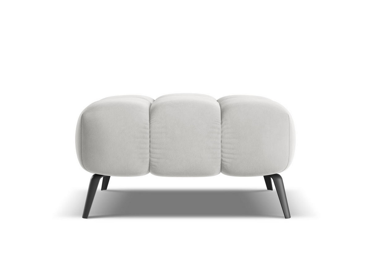 POUF Samt Stoff Grau - Silberfarben/Schwarz, Textil/Metall (78/41/60cm) - Makamii