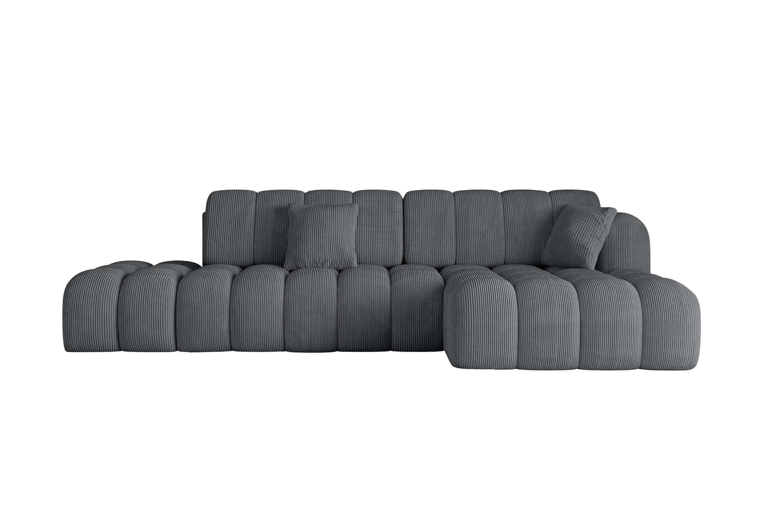 ECKSOFA mit Schlaffunktion Ottomane RECHTS OLEA-L2 321x164x75 Dunkelgrau Cord - Taupe/Schwarz, Holzwerkstoff/Kunststoff (164/321cm) - ALTDECOR