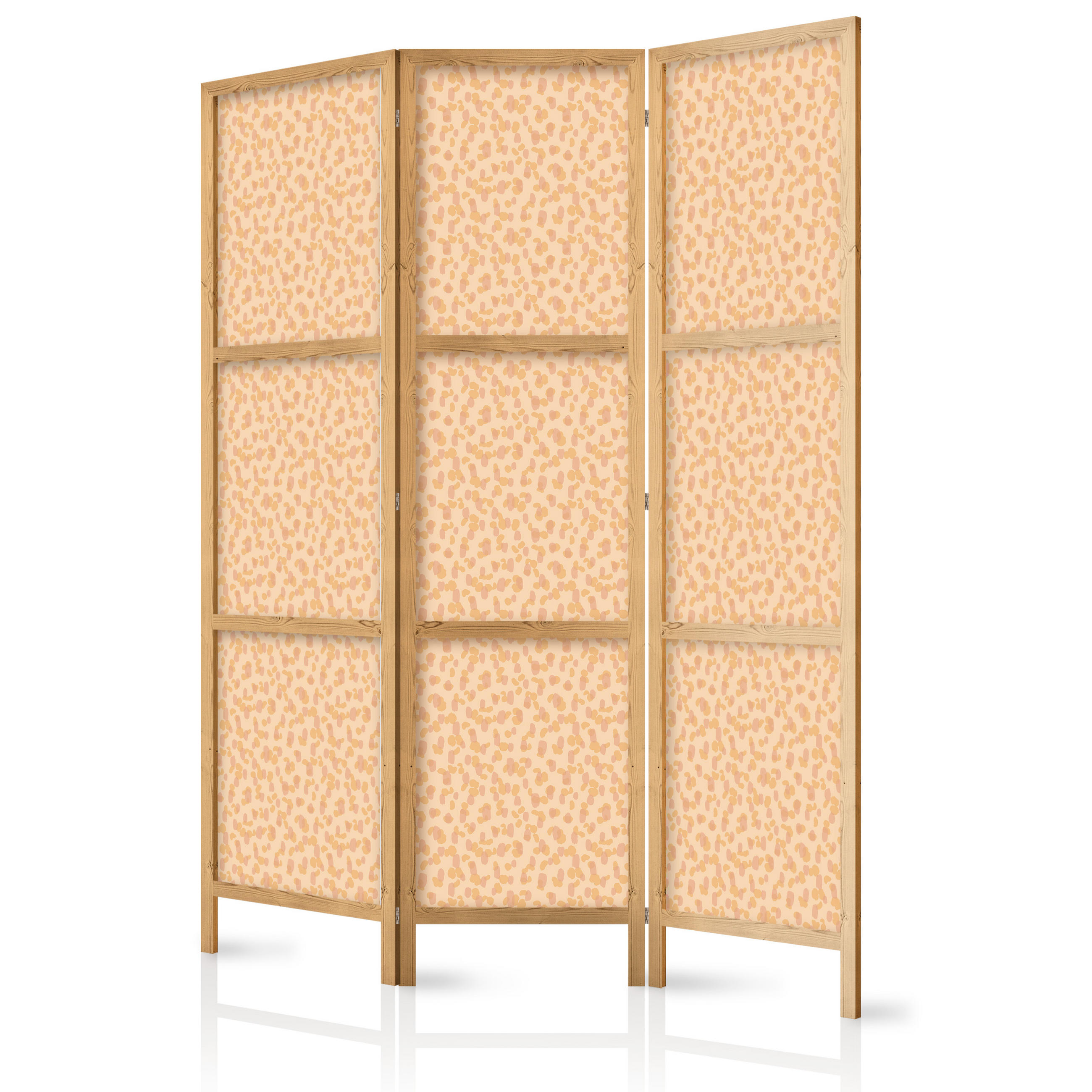 PARAVENT Japanischer 3-tlg 135x172 cm Pastellabstraktion - Orange, Holz/Textil (135/172/3cm) - Muralo