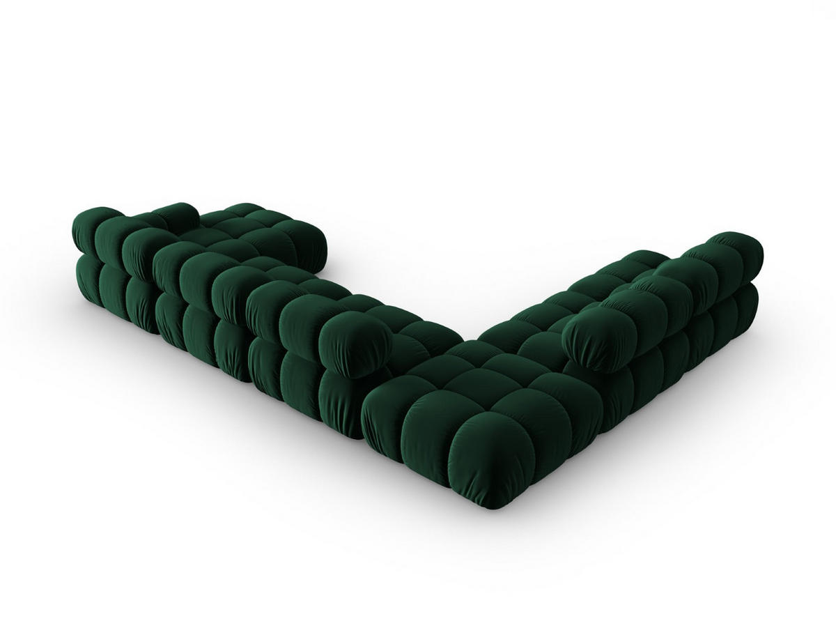MODULARES-PANORAMASOFA links Bellis aus Samt flaschengrün 7 Sitzplätze - Grün, Textil (282/63/379cm) - Micadoni
