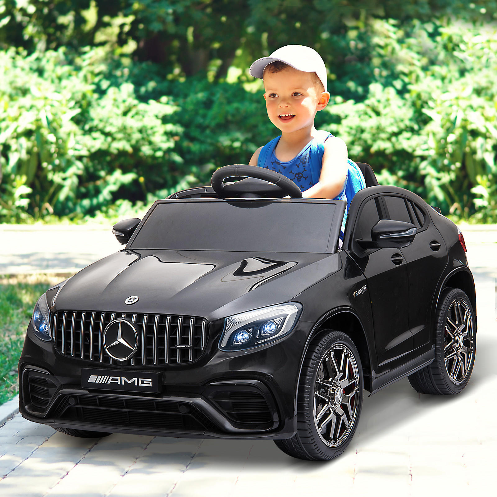 KINDER ELEKTROAUTO, Schwarz/Weiß, PP+ Metall - Schwarz, Kunststoff (115/70/55cm) - HOMCOM