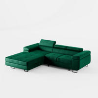 ECKSOFA VEMO CORE Links Dunkelgrün Velours-Stoff mit Schlaffunktion und Bettkasten - Dunkelgrün, Holz/Metall (280/205cm) - Barchello