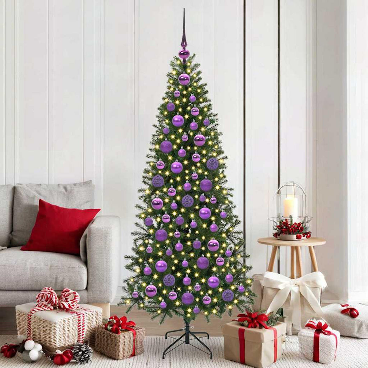 WEIHNACHTSKUGELSET 120 -teilig Lila Kunststoff - Lila, Kunststoff (6/27/6cm) - vidaXL