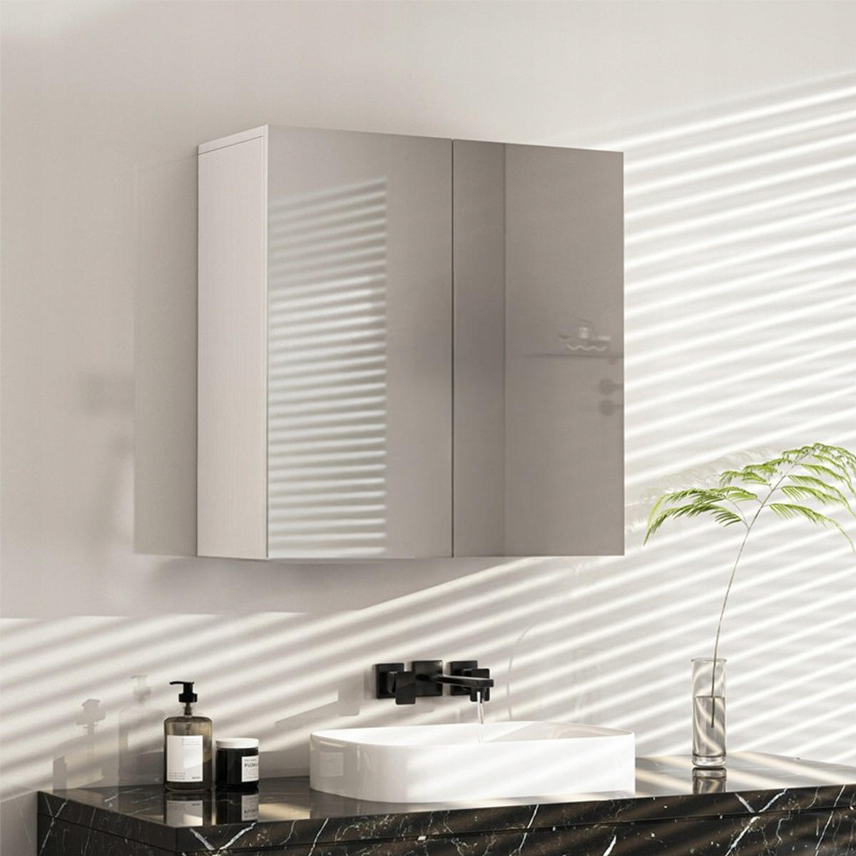 BADEZIMMERSCHRANK, weiß 60/22/60 cm - Weiß, Holzwerkstoff (60/60/22cm)