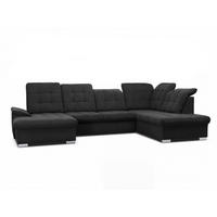 WOHNLANDSCHAFT ANON Ottomane Rechts, mit Schlaffunktion und Bettkasten, Schwarz - Schwarz, Kunststoff/Textil (322/87/220cm) - Idohome