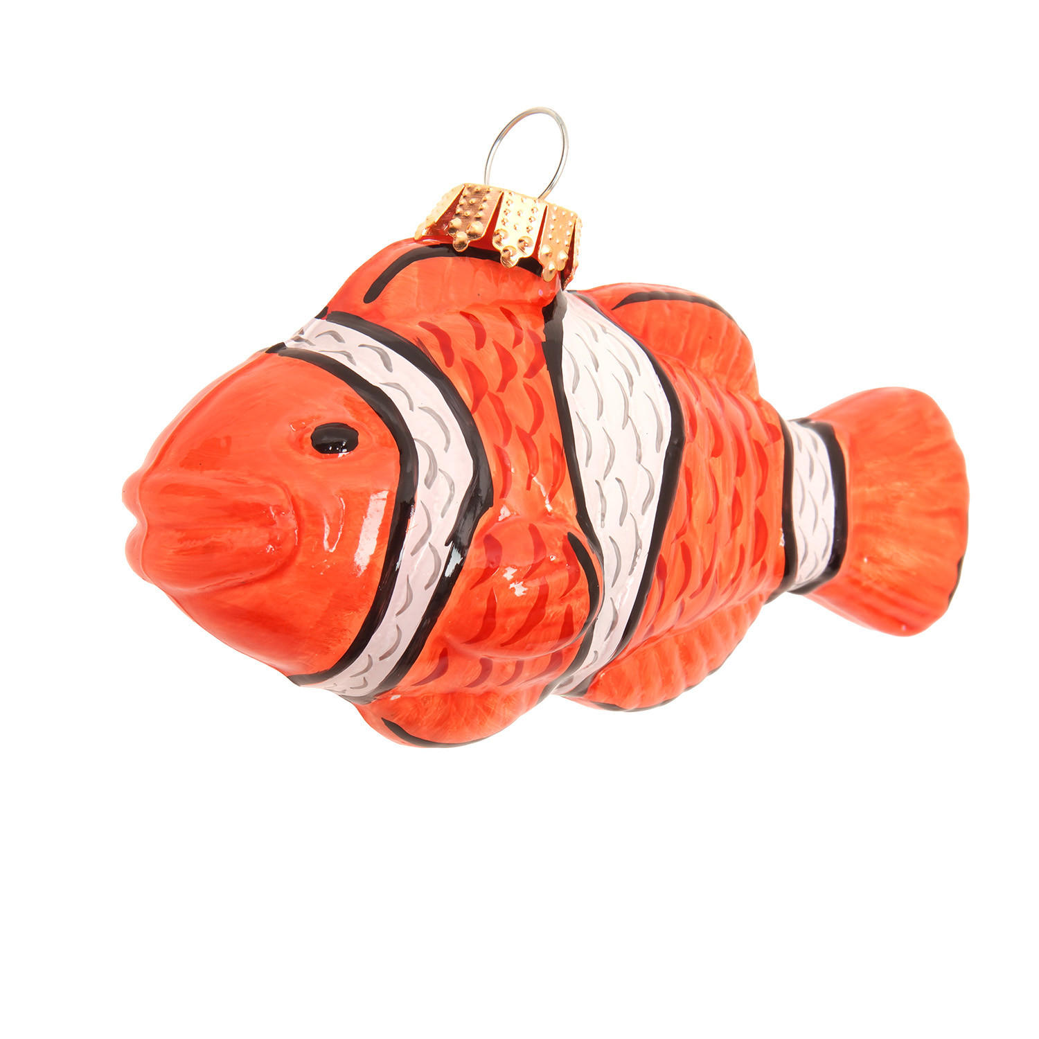 Krebs Glas Lauscha Christbaumschmuck Orange 3x8x4 cm