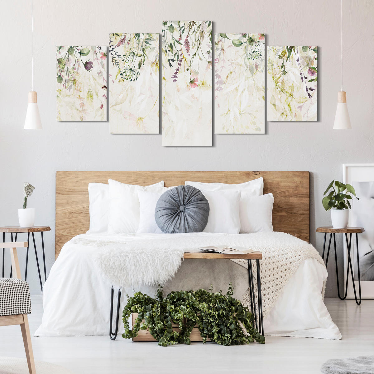 LEINWANDBILD Blütenknospen 5-tlg. 100x50 cm - Multicolor, Holz (100/50cm) - LUMASOUL