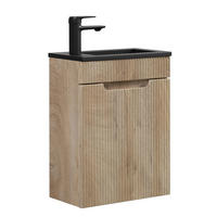 GÄSTE-WC-MÖBELSET Thermis 2 Teile Eiche Hell - Schwarze Waschbecken - 40 x 22 x 53 cm - Eichefarben, Holz (40/53/22cm) - Badplaats