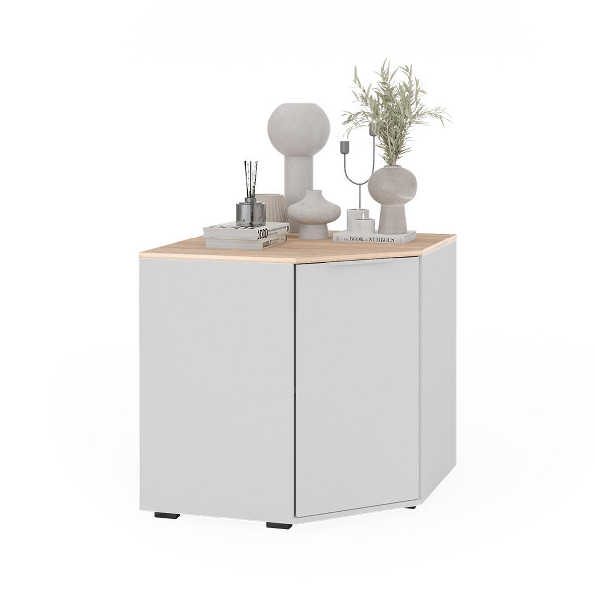 KOMMODE Betti Weiß/Sonoma 77.9 x 77.9 cm mit 1 Türen - Weiß/Sonoma Eiche, Holzwerkstoff (77.9/77.9/77.9cm) - Vicco