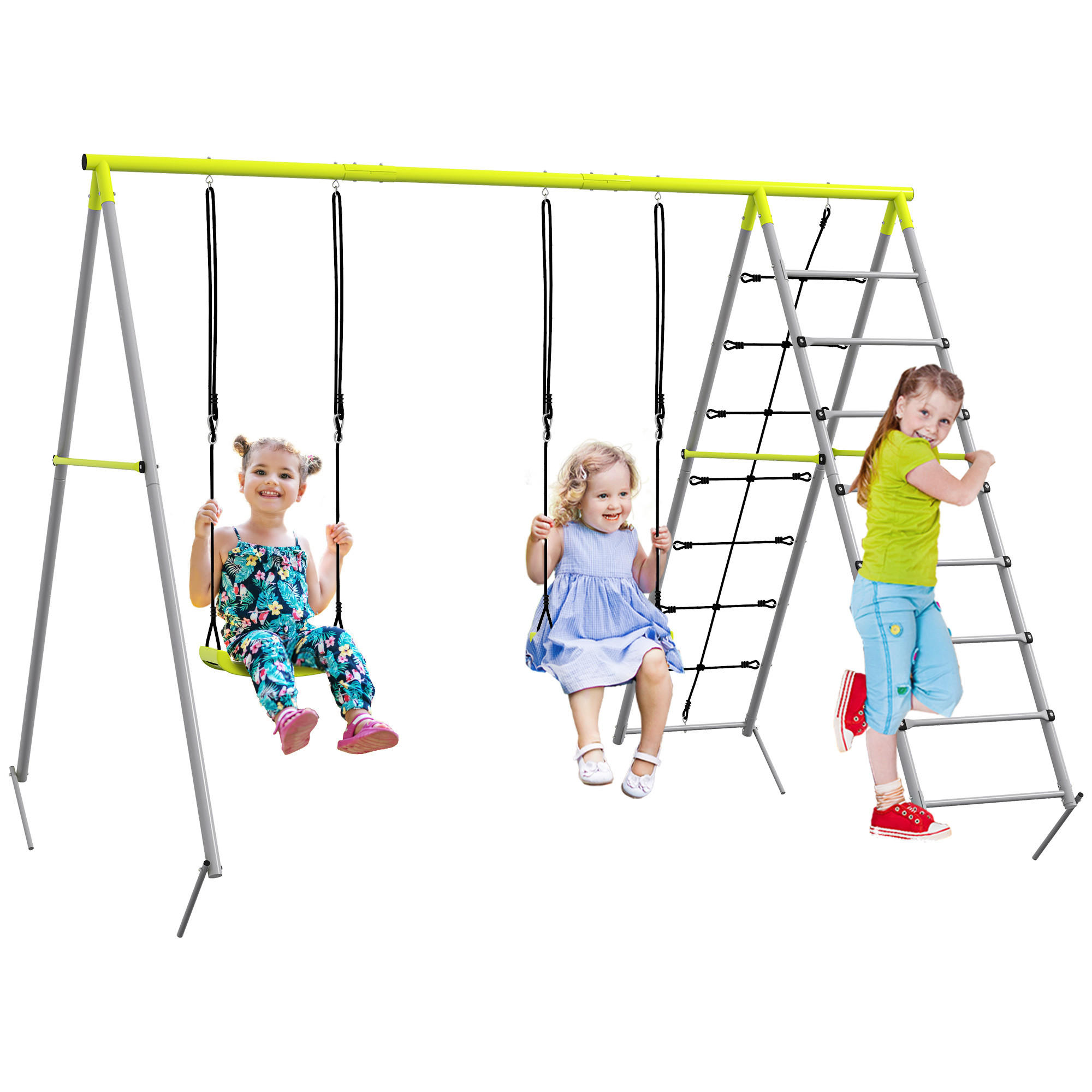 KINDERSCHAUKEL 2er - Grün, Kunststoff/Metall (185/260cm) - Outsunny