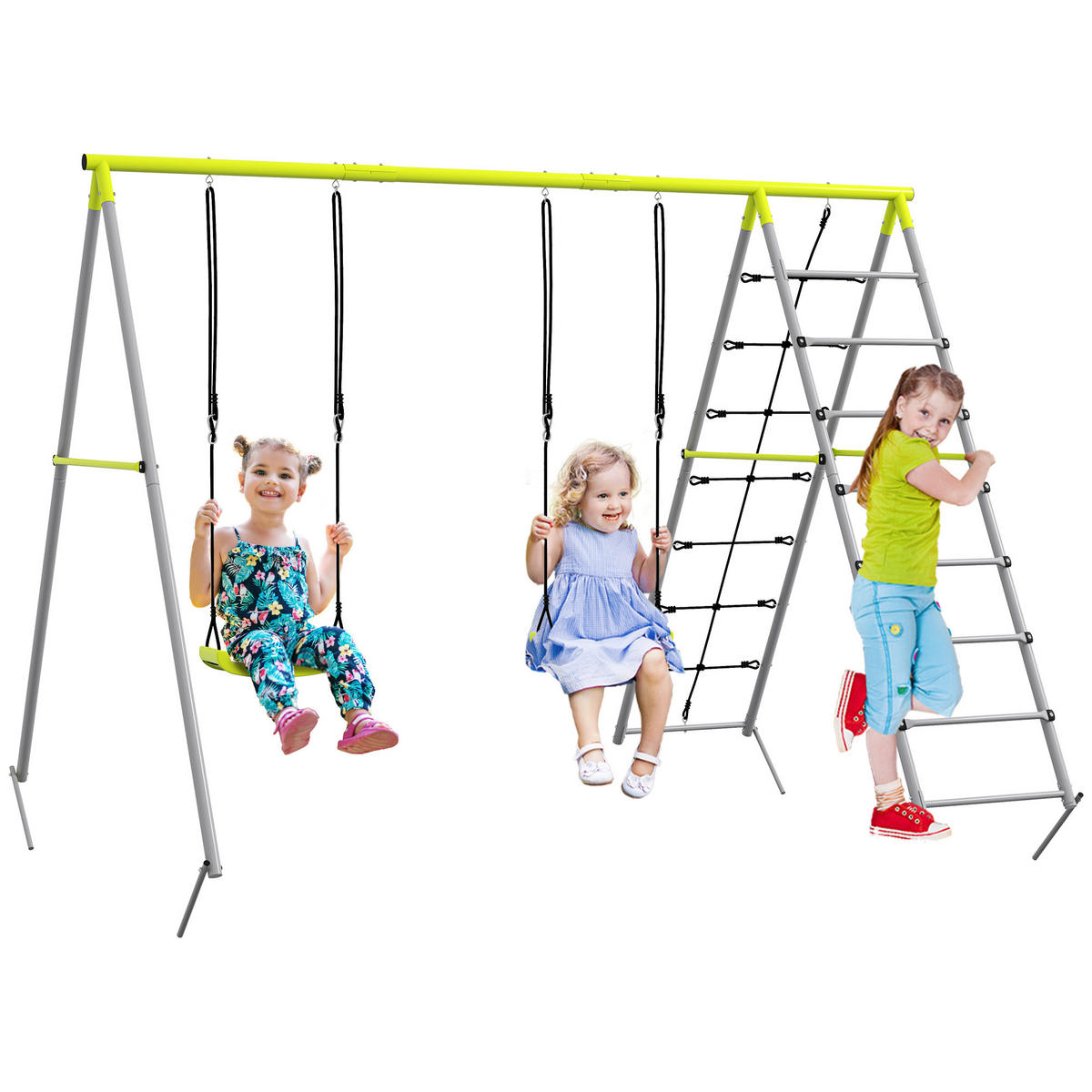 KINDERSCHAUKEL 2er - Grün, Kunststoff/Metall (185/260cm) - Outsunny