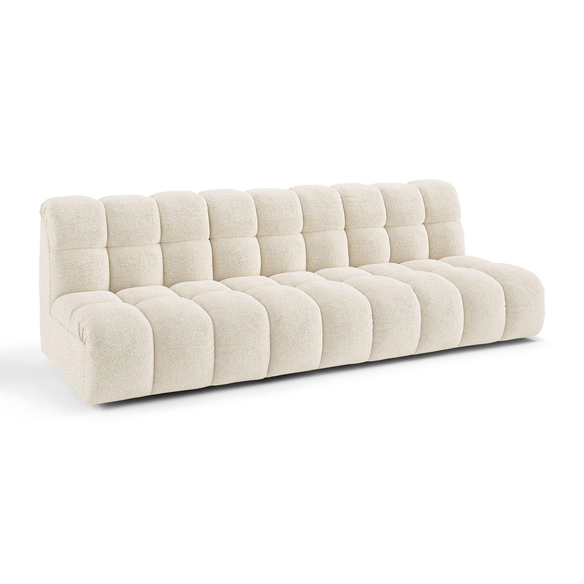 SOFA SEVEN Bouclé-Stoff Creme 243cm - Creme, Textil (243/77/98cm) - Premium Interiors