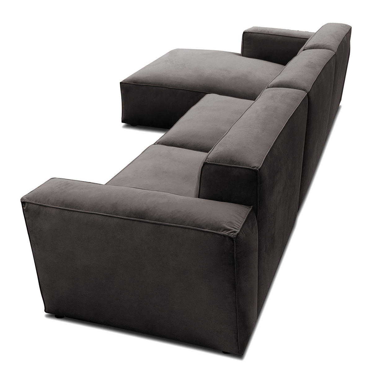 ECKSOFA mit Longchair - Graubraun/Schwarz, Kunststoff/Textil (345/170cm) - home24