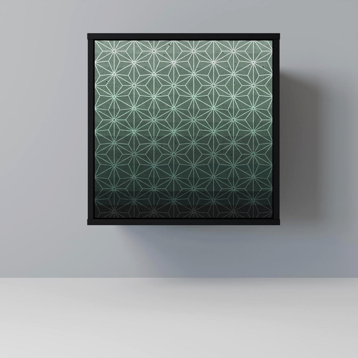 SIDEBOARD ORNAMENTAL GLIMMER, Schwarz, 57,5x42x67,5 cm, Schwarze Metall-Rahmenfüße - Multicolor/Schwarz, Holzwerkstoff/Metall (57.5/67.5/42cm) - SpaceRebels